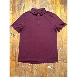 Lululemon Polo Shirt Men's Large Burgundy Solid Short Sleeve Golf Performance